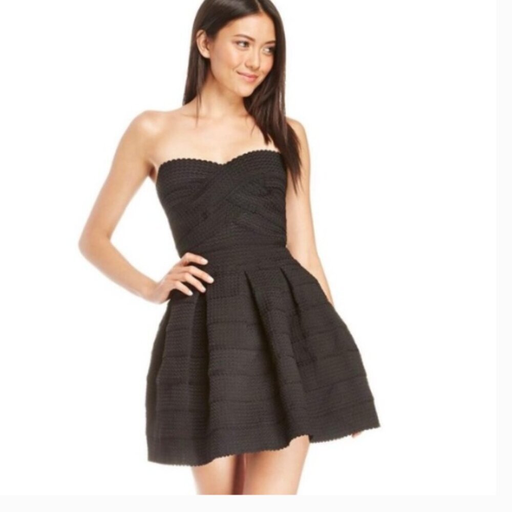 B. Darlin Black Fit Flare Strapless Bandage Dress Size 11/12